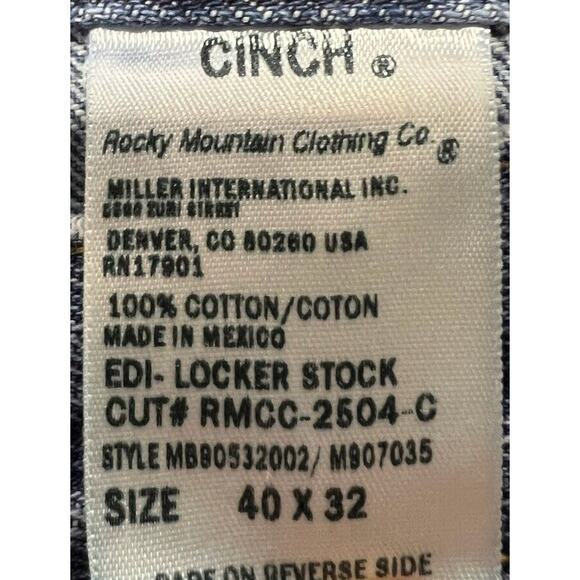 Cinch Men's Straight Leg Med Wash Blue Western Cowboy Jeans - Size 40x31 - Picture 7 of 7